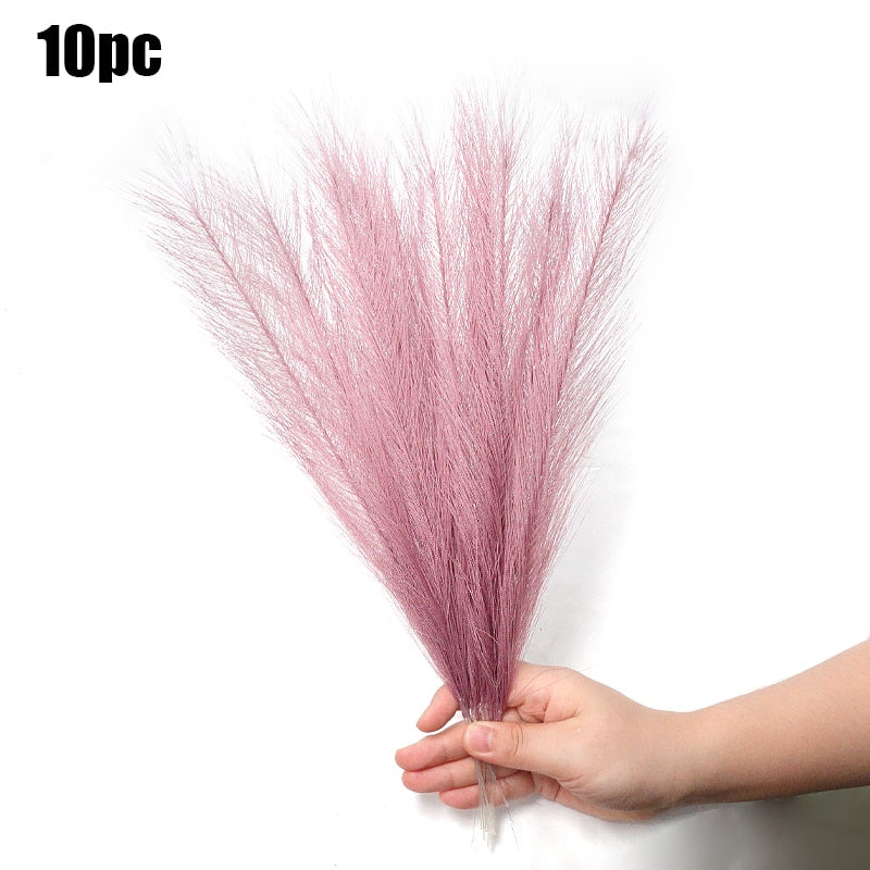 10Pcs Artificial Pampas Grass Bouquet Plant Reed (Multi Colors)