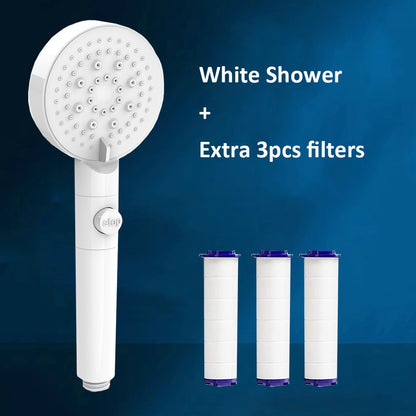 Zloog 5 Mode Bathroom Shower Set Stop Button Black High Pressure Shower Head Water Saving Filter Showerhead Bathroom Accessories