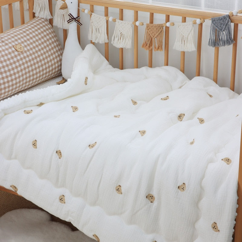 Thick Cotton Embroidered Bear or Tiger Baby Duvet Newborn Thermal Comforter