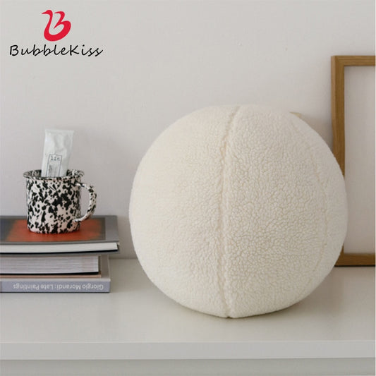 Bubble Kiss Nordic Ball Shaped Solid Color Stuffed Plush Pillow (Multi Colors)