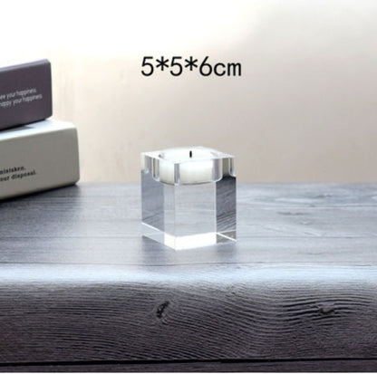 ERMAKOVA Candle Holder Solid Crystal Clear Square Glass Pillar Tealight Holder for Wedding Home Decoration Candlelight Dinner