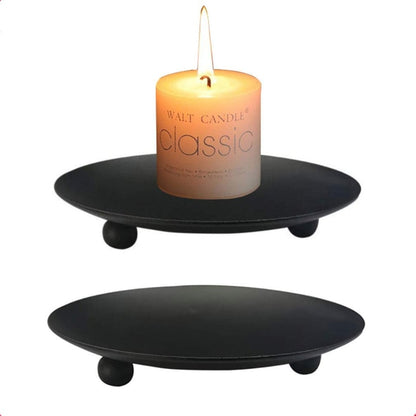 Iron Plate Candle Holder Decorative Iron Pillar Candle Plate Pedestal Candle Stand for Wax Candles Spa Wedding &amp; Birthdays Party