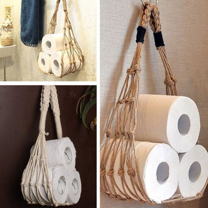 Nordic Hanging Cotton Rope Holder For Toilet Paper Magazine Books Holder