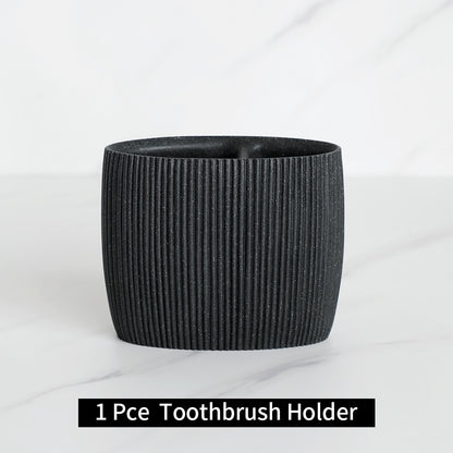 Black Bathroom Accessories  with Toothbrush Holder Soap Dispenser  Tumbler Cups Soap Dish and Toilet Brush Holder