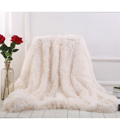 Fluffy Long Plush Throw Blanket Super Soft Double-sided Bedspread