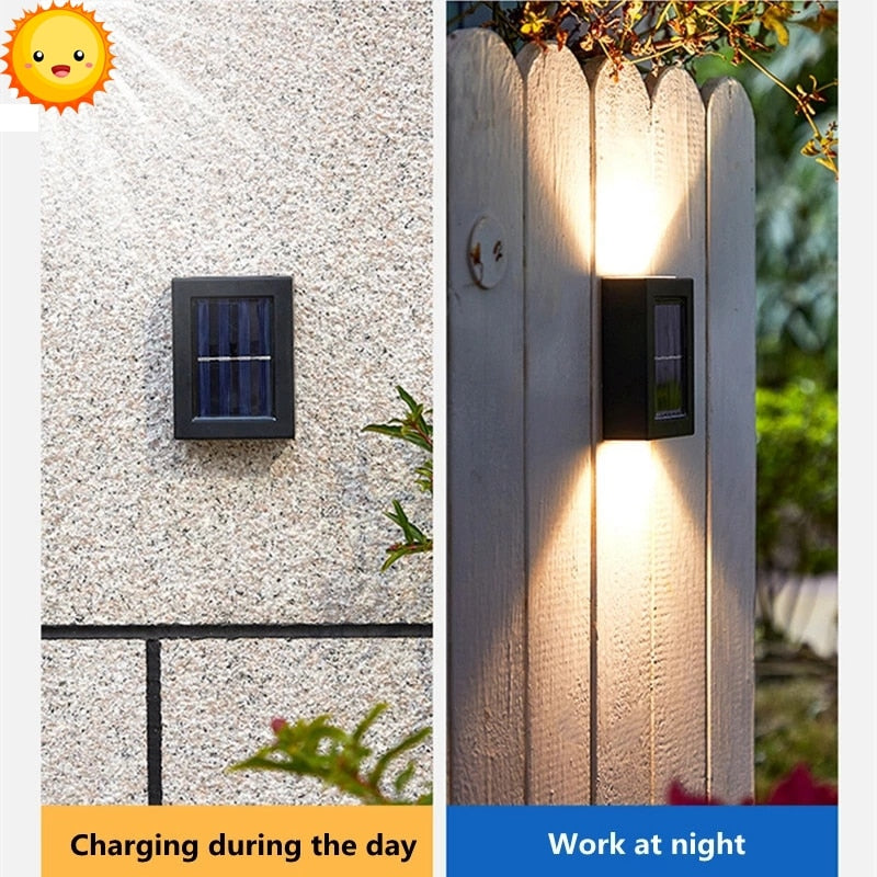 Up to 6 LED Solar Wall Lamp Outdoor Waterproof Up and Down Luminous Lighting Garden Decoration Solar Lights Stairs Fence Sunlight Lamp