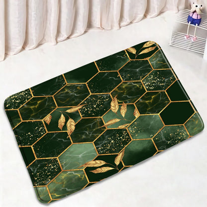 Black Marble Bath Mats 3pcs Sets Gold Grey Lines Creative Abstract Geometric Art Home Bathroom Door Rug Anti-Slip Toilet Lid Mat