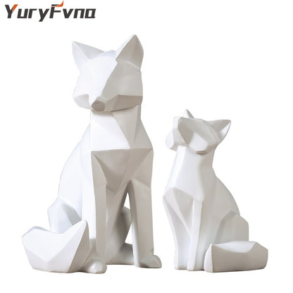 YuryFvna Simple White Modern Abstract Sculpture Fashion Geometric Fox Statue