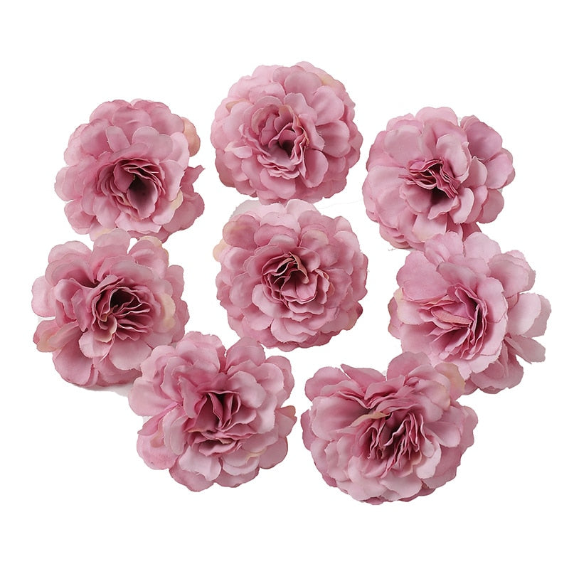 Silk Rose Artificial Flower Head Fake Flower For Home Decor DIY Wreath Accessories (Multi Colors)