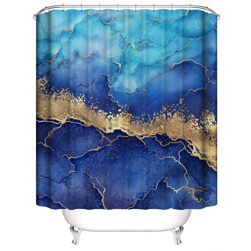 Luxury 3D Marble Shower Curtain, Rug, Toilet Set Polyester Fabric Waterproof Set