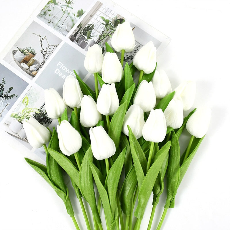 35 cm Tulip Flower Artificial Tulip Bouquet 10/5Pcs PE Foam Fake Flower Decor Home Garden Bouquet Decor