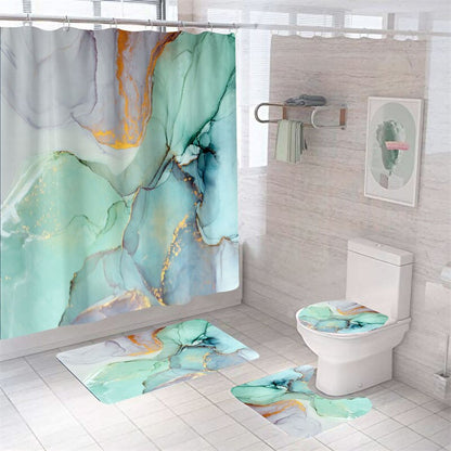 Luxury 3D Marble Shower Curtain, Rug, Toilet Set Polyester Fabric Waterproof Set