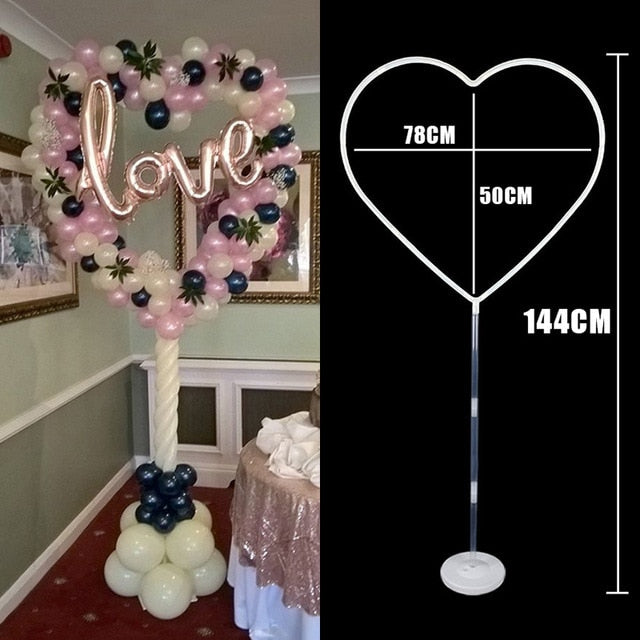 1set Heart Shape Balloon Stand Circle Holder Column Balloons Arch Happy Birthday Ballon Kids Baby Shower Wedding Party Decor