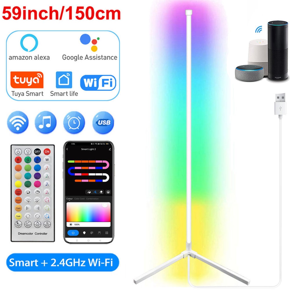 Dimmable Stand Tuya Smart RGB LED Mood Light Conner Lamp (USB/ Remote/ Multi Colors)