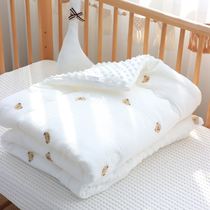 Thick Cotton Embroidered Bear or Tiger Baby Duvet Newborn Thermal Comforter