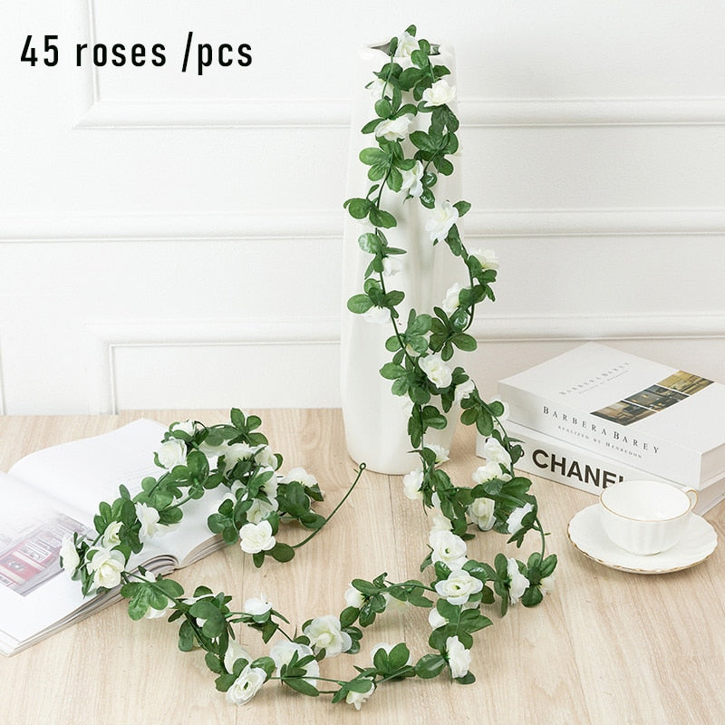 1pcs Artificial Flowers Vine 45pcs / 69pcs Rose DIY Decoration Fake Flower Home Room Decor Wall Hanging Garland Plants