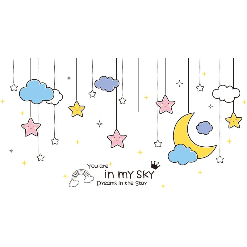 Stars Coulds Hangings Wall Stickers DIY Girl Dancer Mural Decals