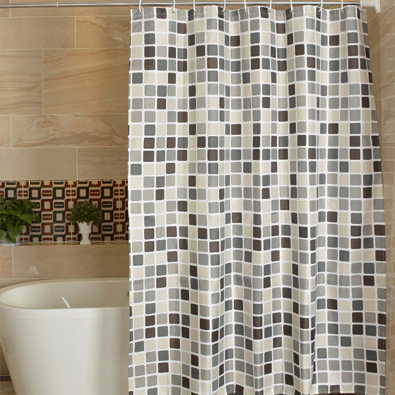 GIANTEX Plaid Bathroom Curtain Waterproof