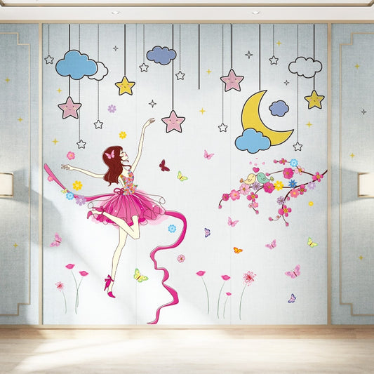 Stars Coulds Hangings Wall Stickers DIY Girl Dancer Mural Decals