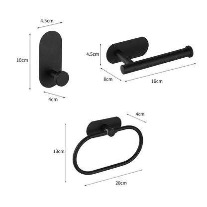 No Drilling Black Bathroom Accessories Sets Toilet Tissue Roll Paper Holder Towel Rack Bar Rail Ring Robe Clothes Hook Hardware