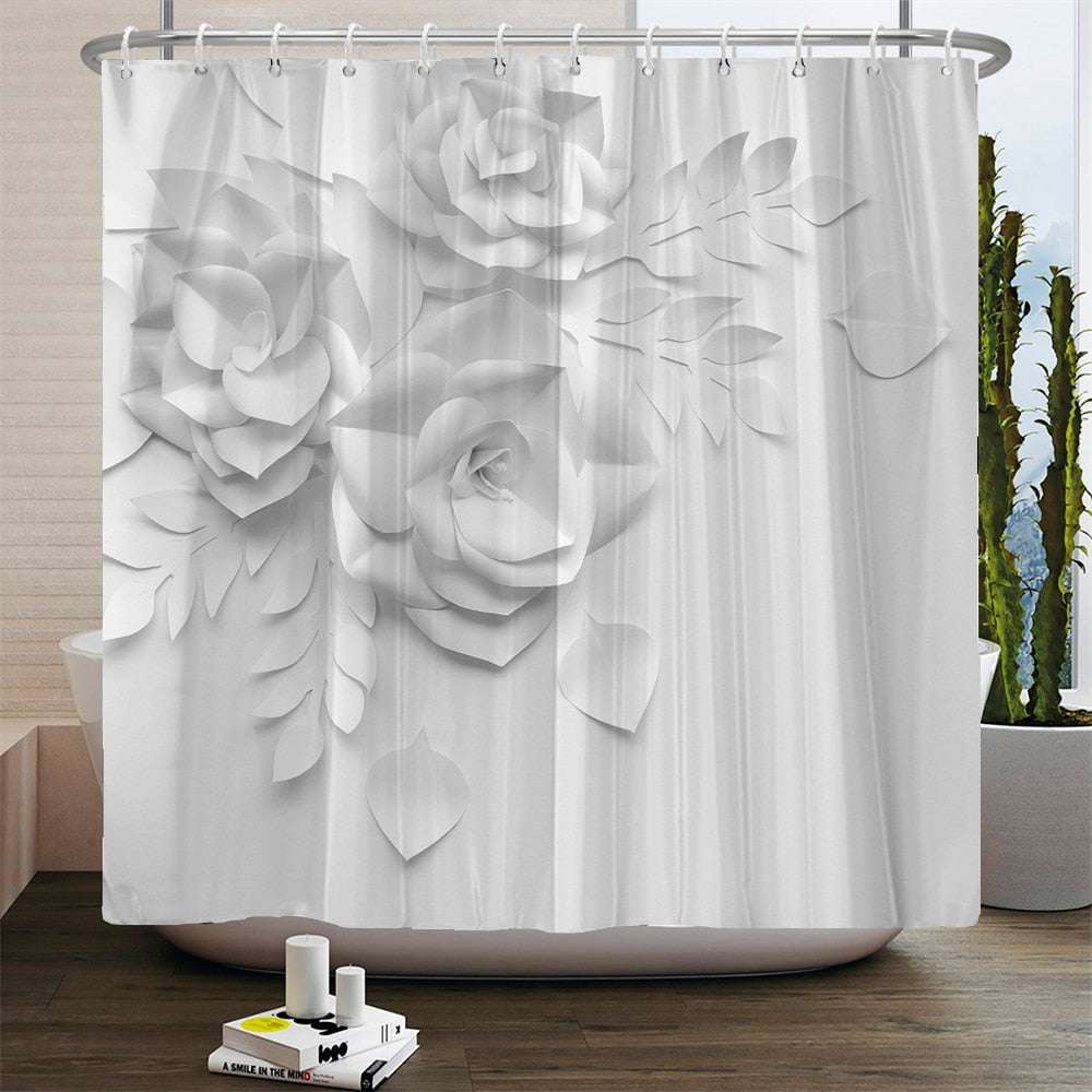 Elegant Bouquet of Fantastic White Flowers 3D Style Bathroom Set  (Multi Styles/Colors)