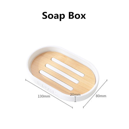 Bamboo Soap Dispenser Toothbrush Holder Bathroom Accessories Set Modern Household Bath Room Supply Shower Gel Dish Soap Rack Cup