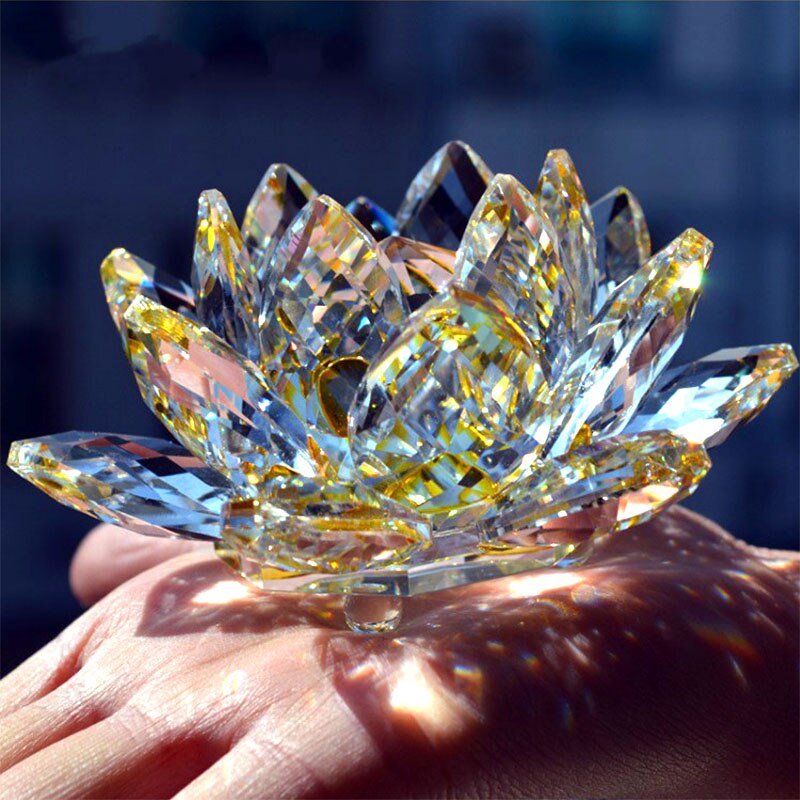 80mm Quartz Crystal Lotus Flower Crafts Glass (Multi Colors)