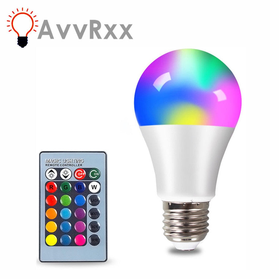 E27 LED RGB Lamp Spotlight Bulb AC 85-265V Bombillas LED 4W 10W 15W IR Remote Control Led Bulb Smart Led RGBW Lamp Home Decor