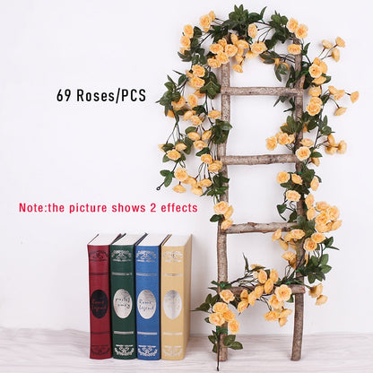 1pcs Artificial Flowers Vine 45pcs / 69pcs Rose DIY Decoration Fake Flower Home Room Decor Wall Hanging Garland Plants