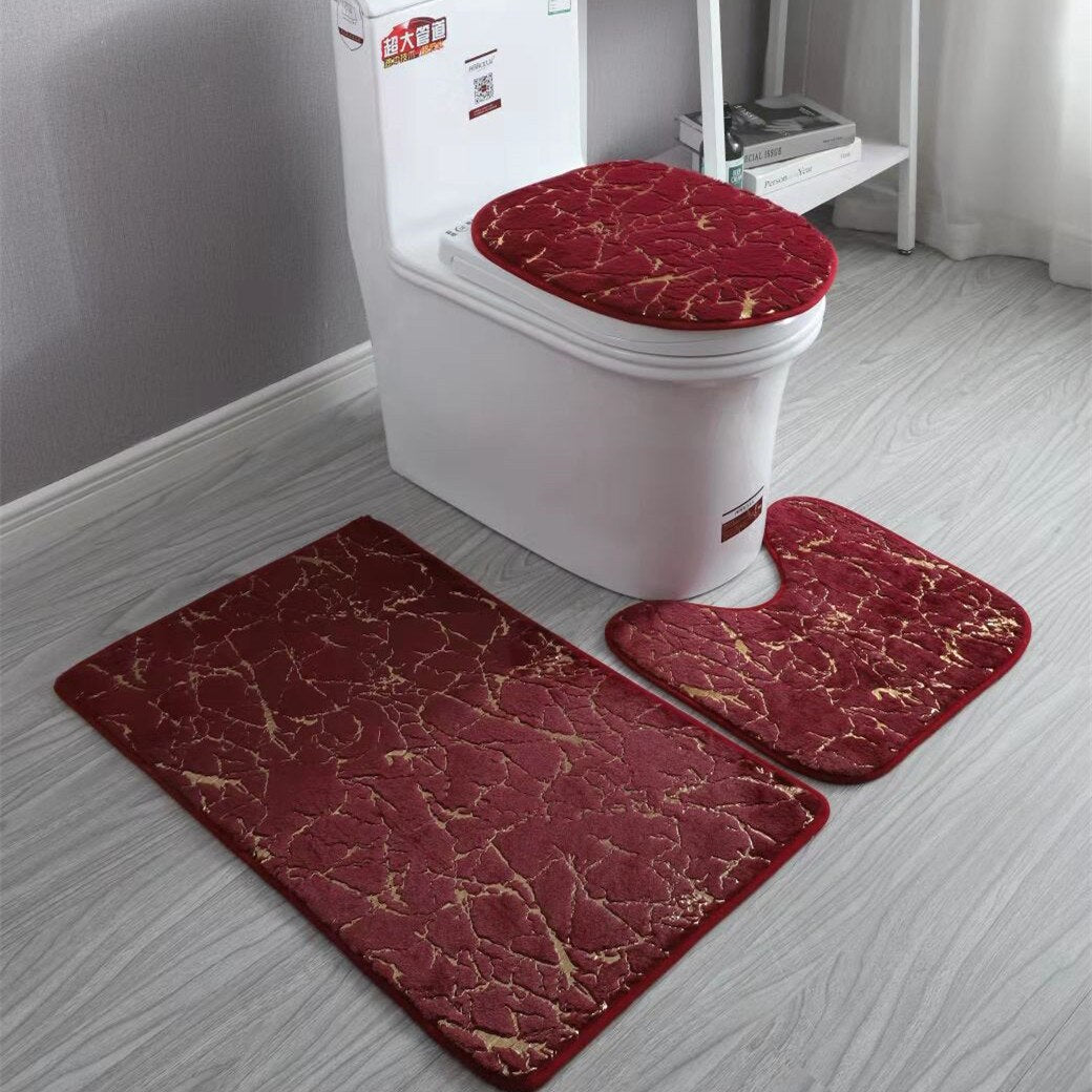 Bathroom Toilet Mats Set Anti Slip (Multi Styles/Colors)