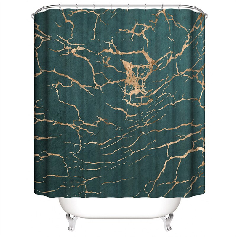 Luxury 3D Marble Shower Curtain, Rug, Toilet Set Polyester Fabric Waterproof Set