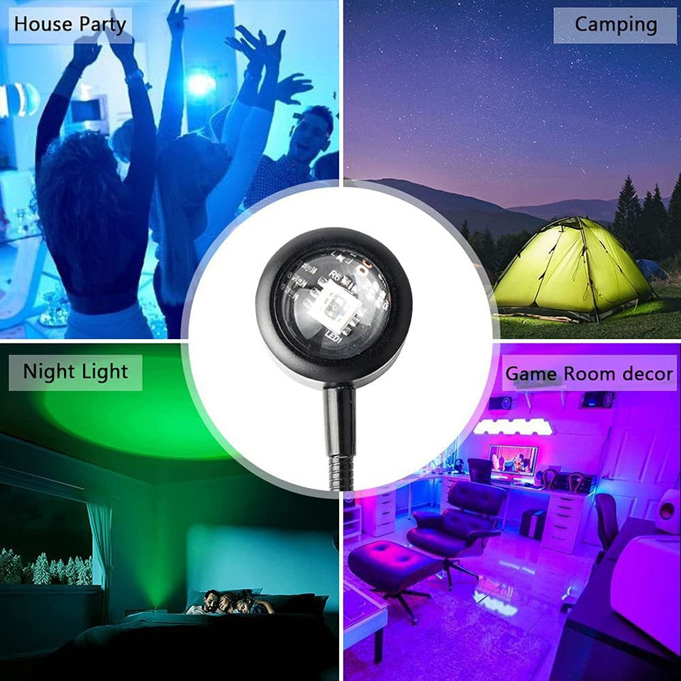 1x USB Sunset LED Neon Night Light Projector Photography (Multi Patterns)