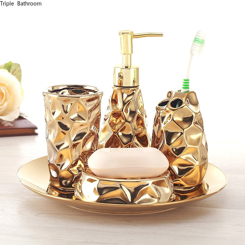 Ceramic bathroom set four-piece Gold