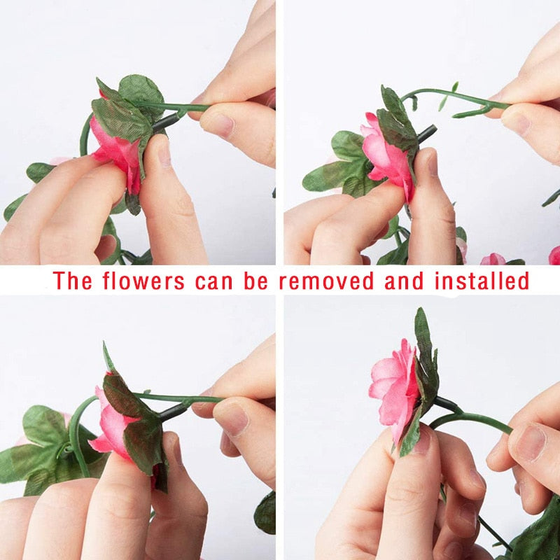 1pcs Artificial Flowers Vine 45pcs / 69pcs Rose DIY Decoration Fake Flower Home Room Decor Wall Hanging Garland Plants