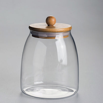 Nordic Spherical Glass Food Storage Container with Lids Large Capacity Sealed Glass Bottles Pot Jar for Kitchen Organizer Tools