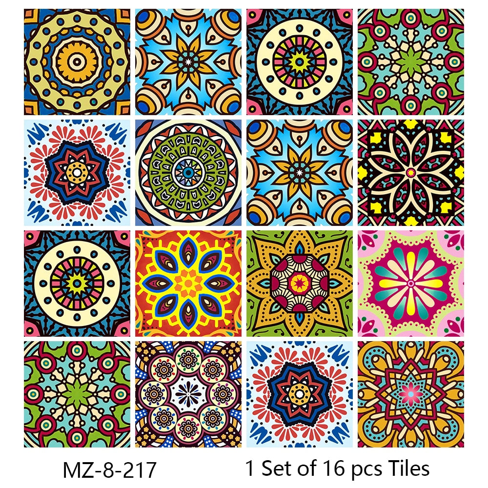 16pcs/set Tiles Sticker Waterproof Peel; Wall Decals