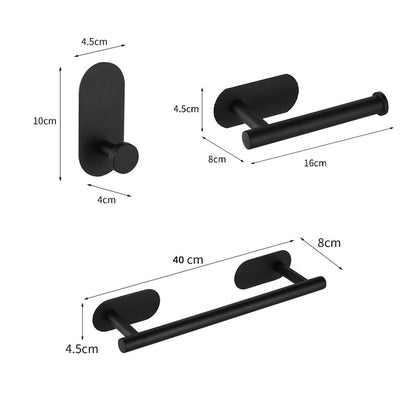 No Drilling Black Bathroom Accessories Sets Toilet Tissue Roll Paper Holder Towel Rack Bar Rail Ring Robe Clothes Hook Hardware