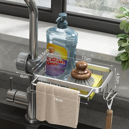 Kitchen Space Aluminum Sink Drain Rack Sponge Storage