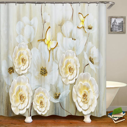 Elegant Bouquet of Fantastic White Flowers 3D Style Bathroom Set  (Multi Styles/Colors)