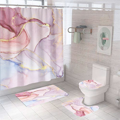 Luxury 3D Marble Shower Curtain, Rug, Toilet Set Polyester Fabric Waterproof Set