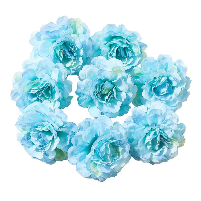 Silk Rose Artificial Flower Head Fake Flower For Home Decor DIY Wreath Accessories (Multi Colors)