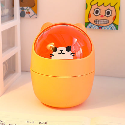 Cute Bear Desktop Trash Can Storage Organizer for Desk Mini Desk Organizer Plastic Pen Holder Kawaii Korean Stationery Storage