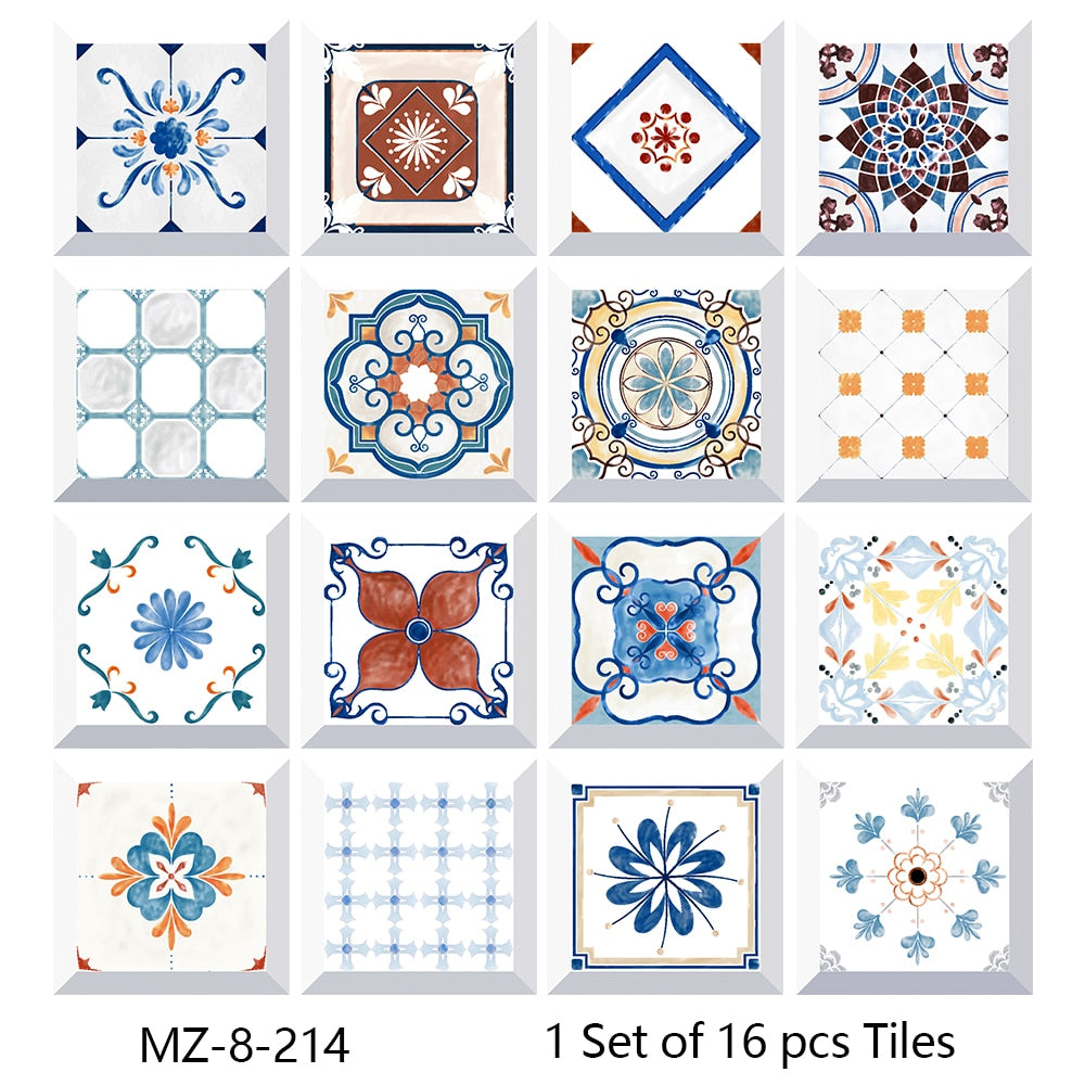 16pcs/set Tiles Sticker Waterproof Peel; Wall Decals