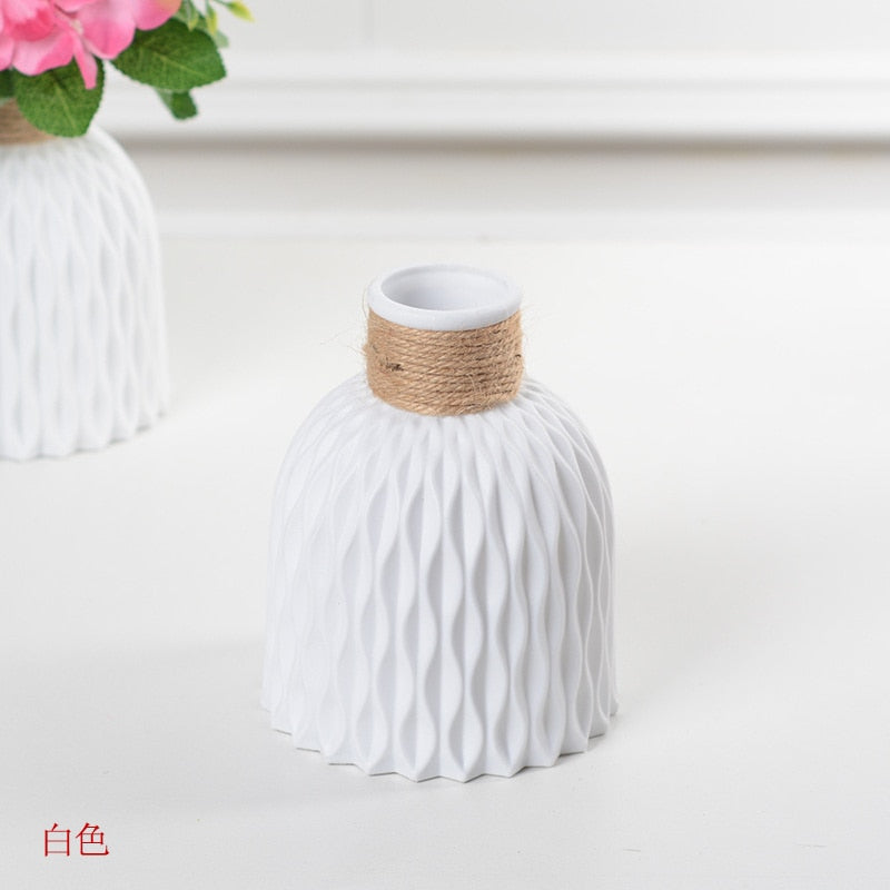 Nordic Unbreakable Plastic Anti-Ceramic Imitation Rattan European Flower Vase (Multi Styles/Colors)