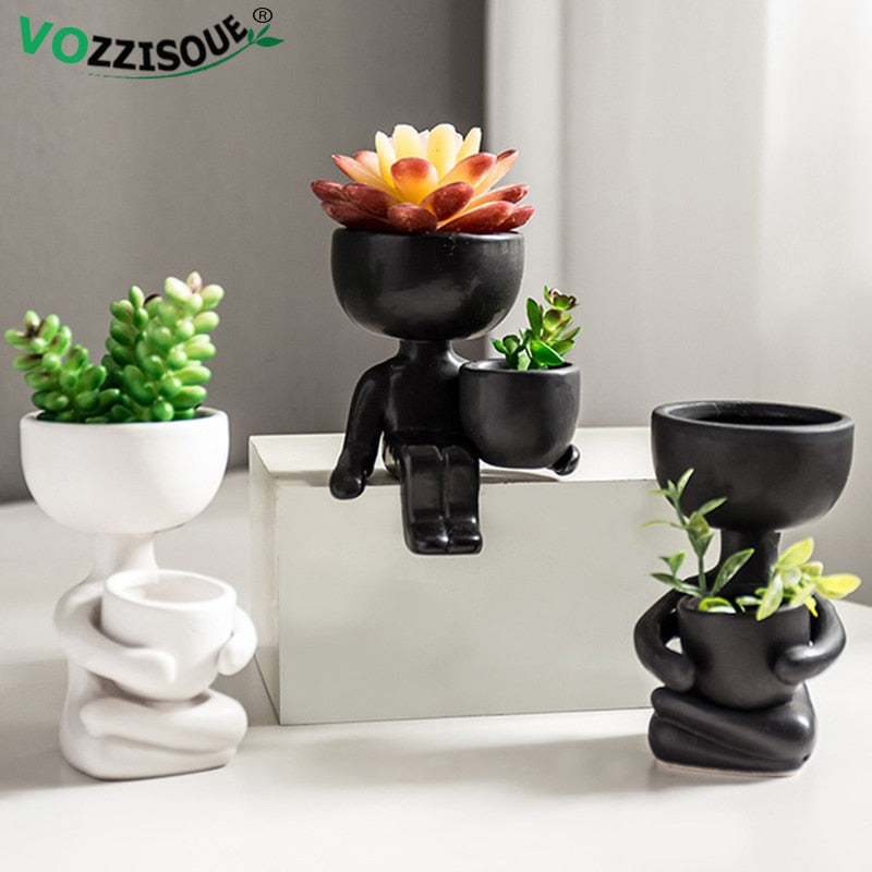 Imitation Humanoid Ceramic Flower Pots (Multi Styles/ Colors)