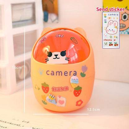 Cute Bear Desktop Trash Can Storage Organizer for Desk Mini Desk Organizer Plastic Pen Holder Kawaii Korean Stationery Storage