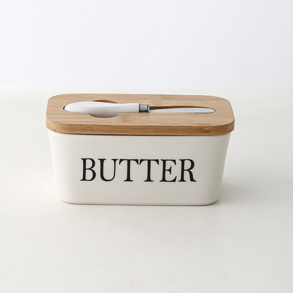 Nordic Butter Box Ceramic Container  With Knife Lid