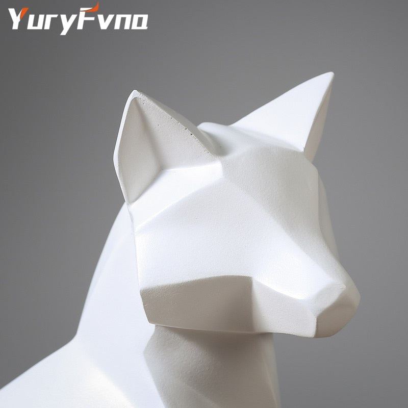 YuryFvna Simple White Modern Abstract Sculpture Fashion Geometric Fox Statue