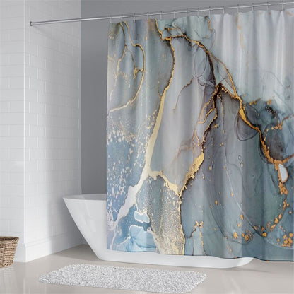 Luxury 3D Marble Shower Curtain, Rug, Toilet Set Polyester Fabric Waterproof Set