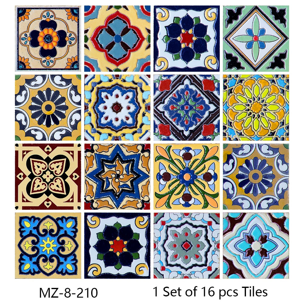 16pcs/set Tiles Sticker Waterproof Peel; Wall Decals